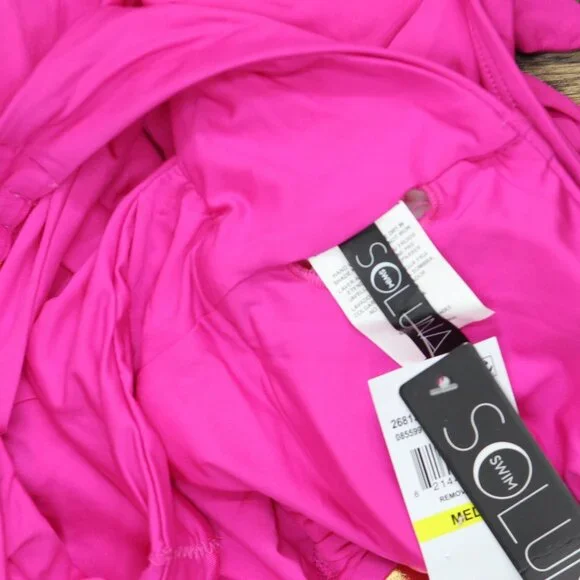 Soluna Womens Buckle Up Convertible One-Piece Swimsuit Cosmopolitan Pink M - Picture 4 of 7